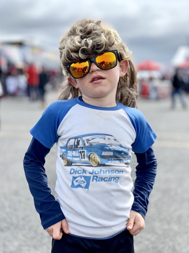 Another race fan Fletcher Toney, aged 6, at the same event. Picture: Richard Dobson iphone shoot