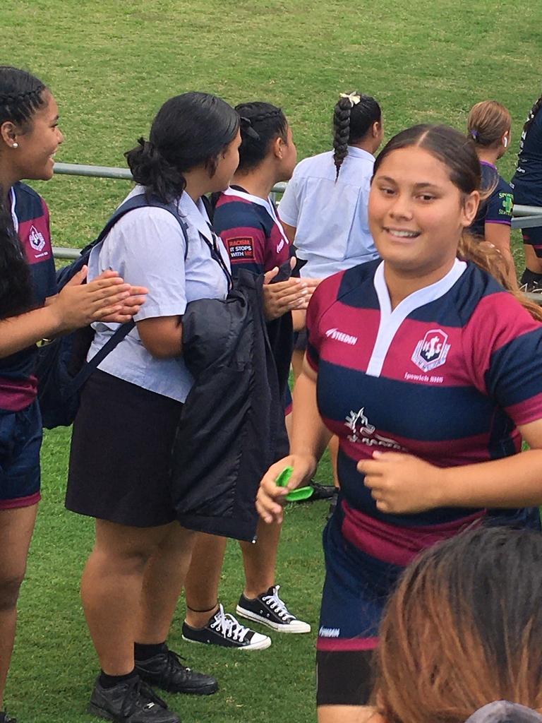 Ipswich SHS players take to the field.