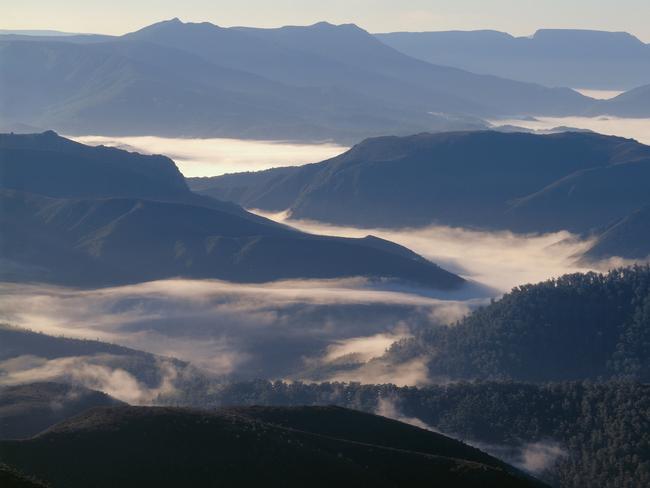 Sunrise over the Huon Valley, southwest national park, Tasmania