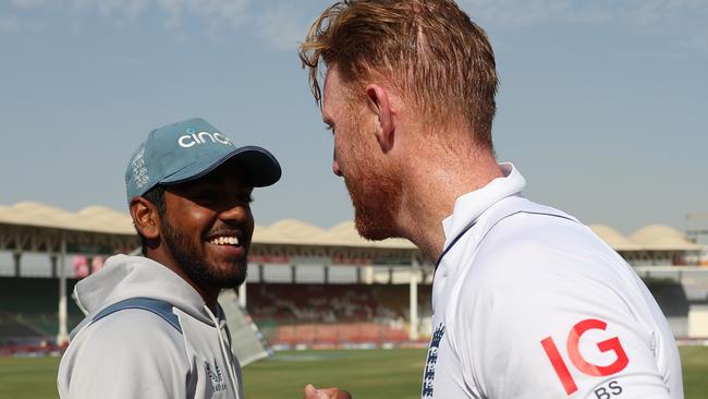 Ben Stokes and Rehan Ahmed.