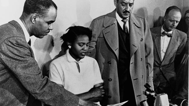 Autherine Lucy reads a statement prepared by her lawyers at a press conference after being expelled from Alabama University.Picture: Getty Images