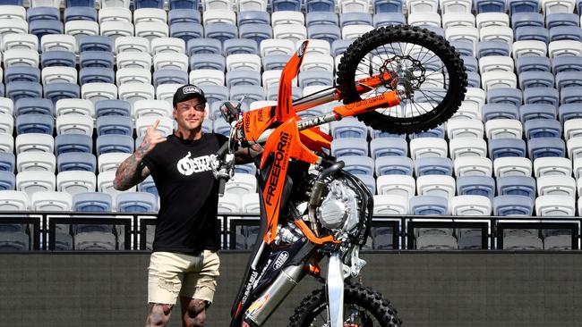 Nitro Circus performer Jayo Archer tragically died after attempting to land a triple backflip. Picture: Alison Wynd