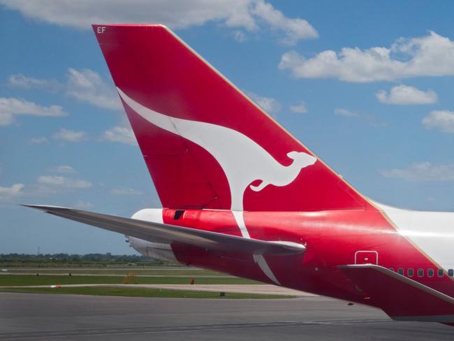 CFRBTR Qantas Logo on Aircraft Tail, Ministro Pistarini Airport, Buenos Aires, Argentinaescape november 1 2020doc holiday