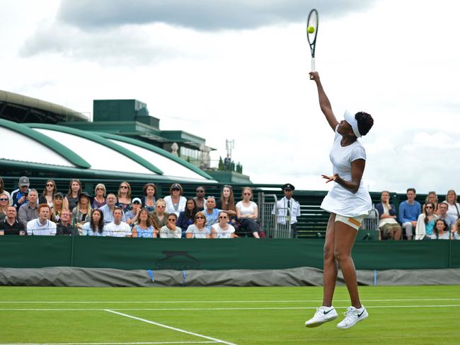 Venus Williams in action against Greece's Maria Sakkari on Court 18.