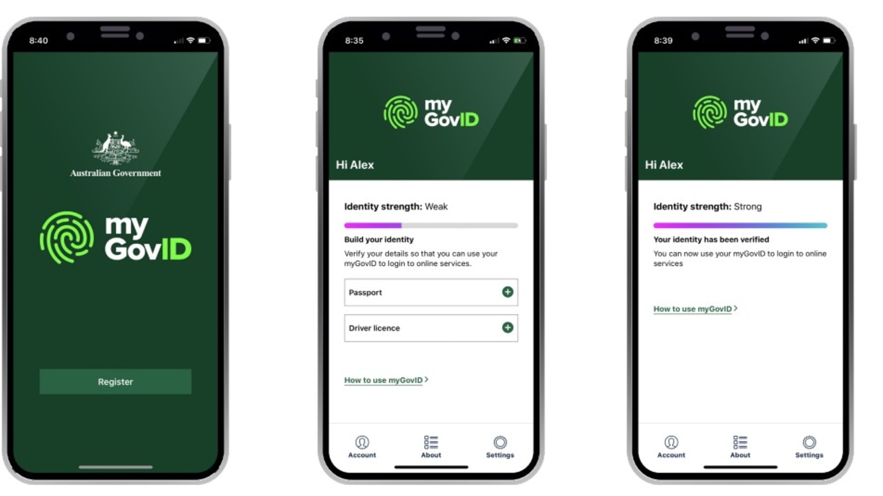 How the new myGovID app being trialled looks on your phone.