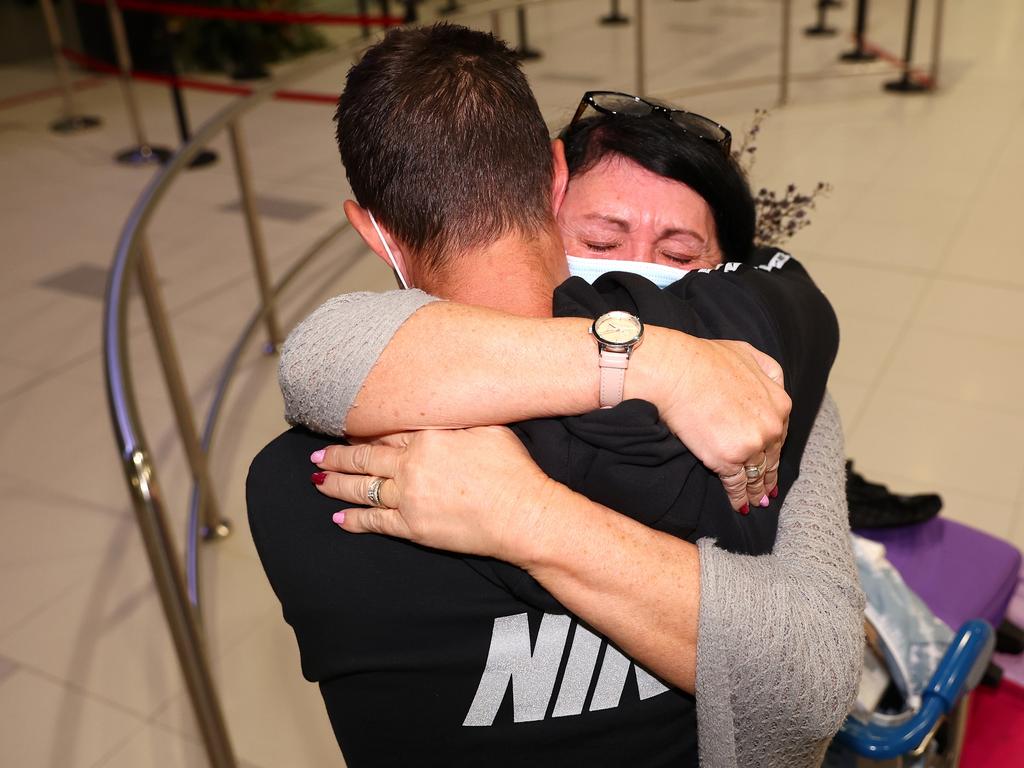 There were hugs and tears at Perth Airport. Picture: Paul Kane/Getty Images