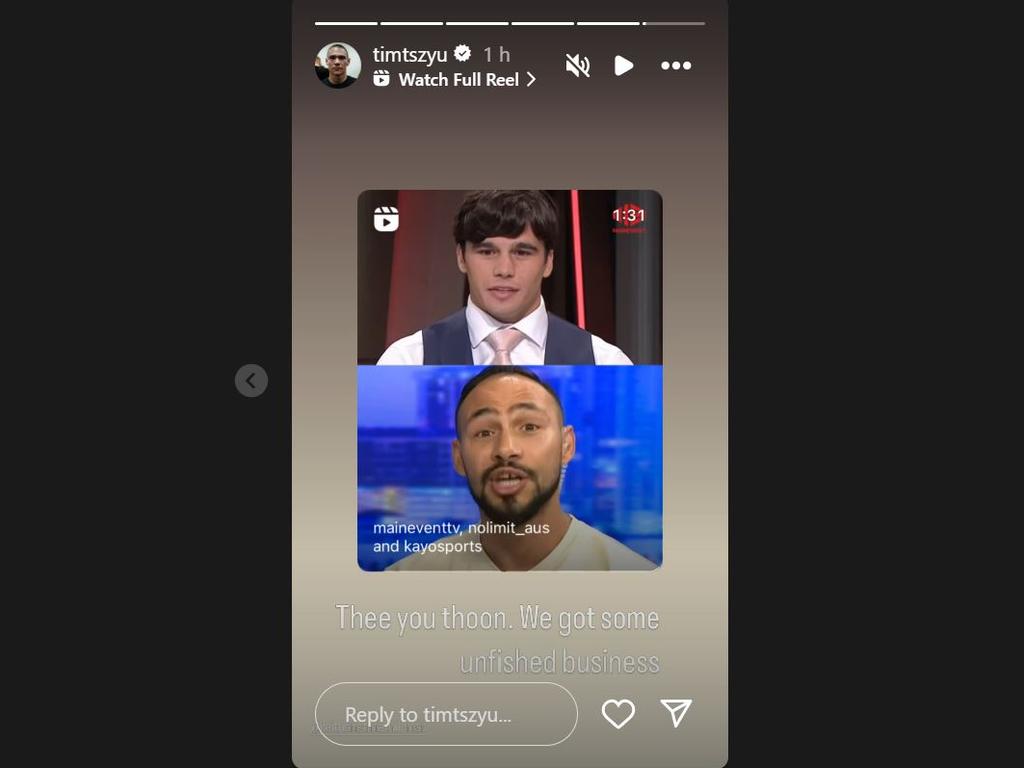 Tim Tszyu calls out Keith Thurman on Instagram.