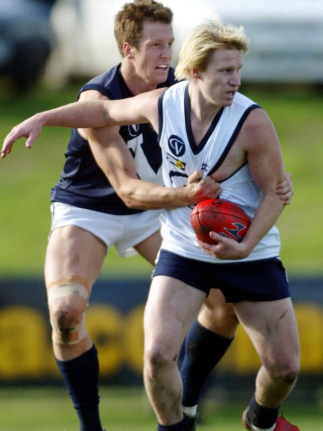 Wodonga’s Jarrod Twitt representing Victorian Country against the VAFA in 2005.