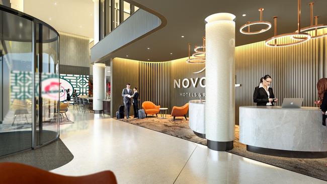 An artist impression of a common area at the new Novotel Devonport.