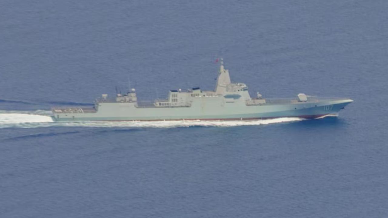 A Chinese warship conducted live-fire drills in the Tasman Sea last month. Picture: Supplied.