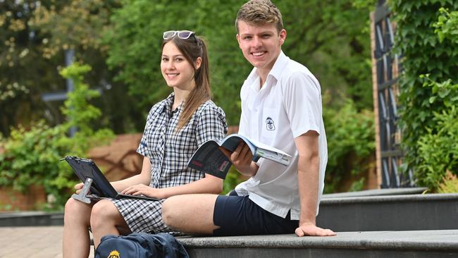 Concordia College year 12 students Fleur Marais and Andrew Jenke to go with SACE exam guide in the paper. Picture: Keryn Stevens