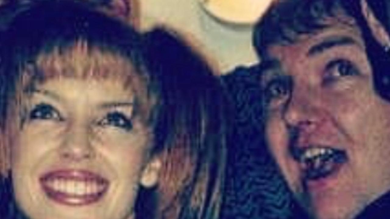 Former McMahon's club DJ Steve "Hoops" Hooper (R) with guest celebrity Kylie Minogue. Picture: Supplied