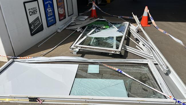 It is believed two men broke into the Warrnambool service station on Mortlake Rd in the early hours of this morning. Picture: Jack Colantuono