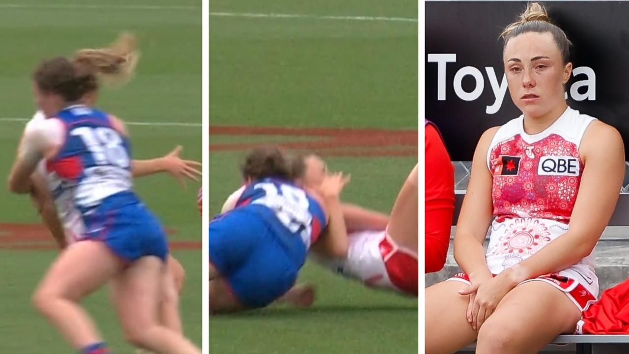 ‘Don’t see any dirtiness’: AFLW star facing mega ban for ‘monster tackle’ that split experts