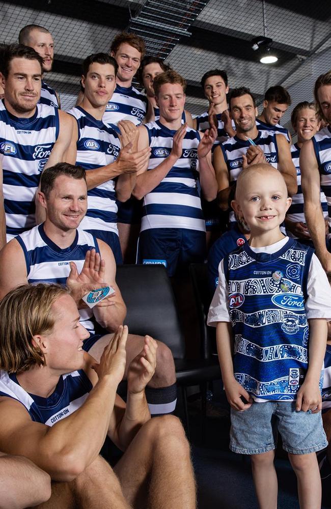 Henry McMinn at the team photo day. Picture: Facebook via Geelong Cats