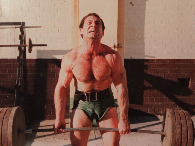 Danny Karam lifts weights while imprisoned at Long Bay Jail in 1985. File picture 