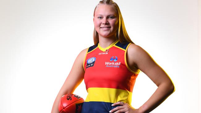 Crows AFLW top draft pick Montana McKinnon will make her debut in the clash against North Melbourne in Hobart on Saturday. Picture: Quinn Rooney/Getty Images