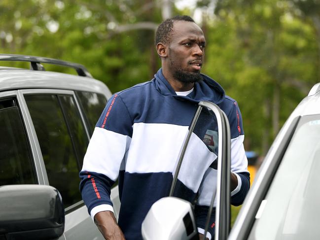 Eight-time Olympic sprinting gold medalist Usain Bolt leaves following a training session with the Central Coast Mariners in Lisarow, NSW, Wednesday, October 17, 2018. (AAP Image/Joel Carrett) NO ARCHIVING