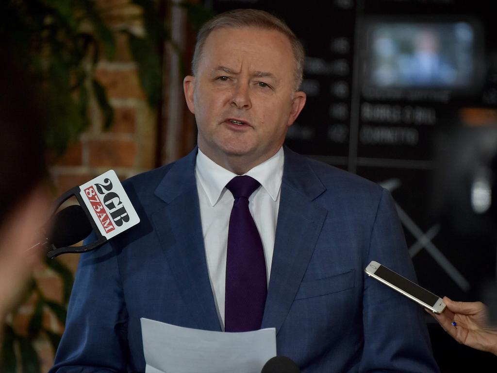 Anthony Albanese announcing he will run for the party's leadership. Picture: Peter Parks/AFP