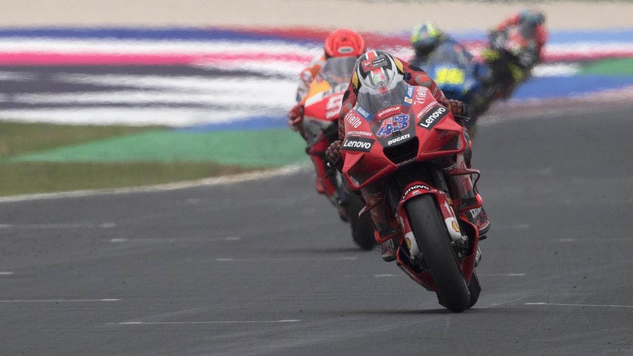 Jack Miller of Australia and Ducati Lenovo Team leads the field during the MotoGP Of San Marino. Picture: Mirco Lazzari gp/Getty Images