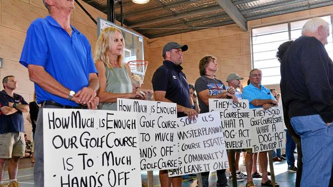 Protest at Peregian Springs about proposed closing of golf course.  Photo: John McCutcheon / Sunshine Coast Daily. Picture: John McCutcheon