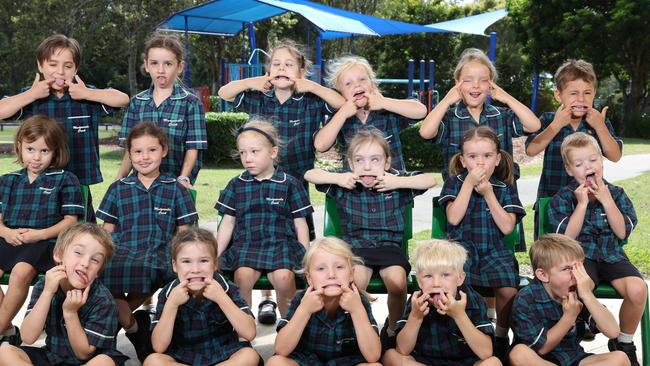 My First Year: Mudgeeraba Creek State School Prep P. Front row: Alexander, Olivia, Lyla, Elliot, Alfred. Middle row: Georgia, Lola, Lily, Frankie, Bridgette, Lachlan. Back row: Sebastian, Chloe, Juno, Zephyr, Asher, Jakiem. Picture Glenn Hampson. ,