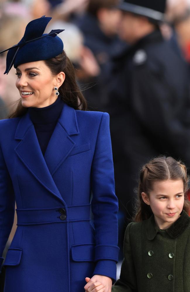 Catherine, Princess of Wales and Princess Charlotte attend the Christmas Morning Service at Sandringham Church, Norfolk. Picture: Stephen Pond/Getty Images