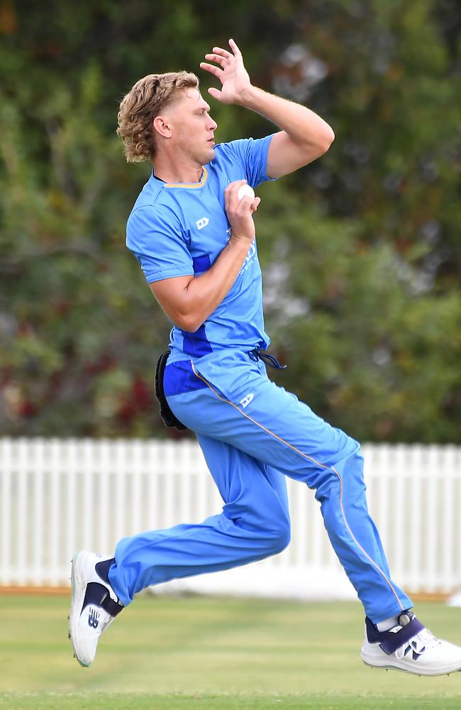 Norths bowler Will Prestwidge on Saturday. Picture, John Gass