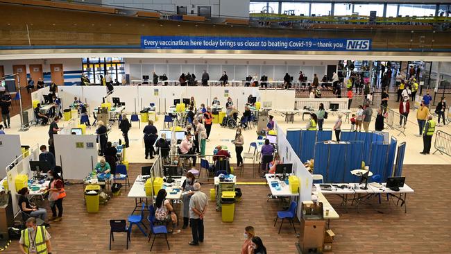 vaccination clinic set up inside the Derby Arena at Derbyshire, UK. Picture: Oli Scarff/AFP