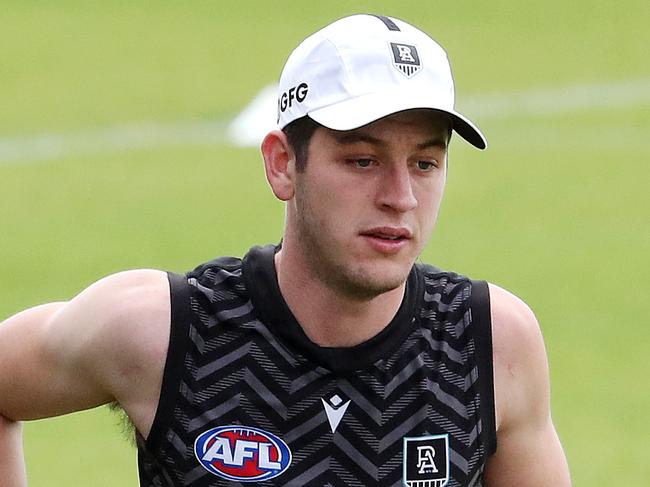 Port Training - Thursday, 13th April, 2021 - Port training at Alberton Oval. Zak Butters running laps trying to recover from injury Picture: Sarah Reed