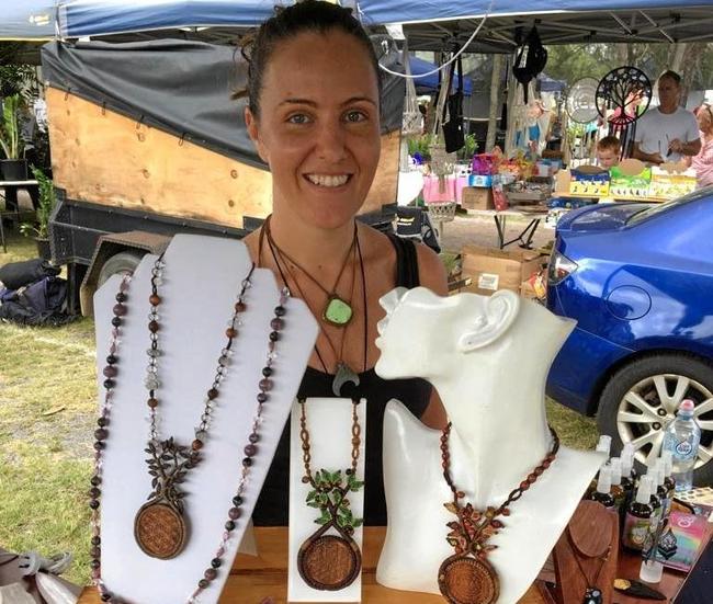 CREATIVE FLAIR: Various pieces in Carmen Taylor's Wearable Art stall at Fishermans Road Markets, Maroochydore. Picture: Contributed