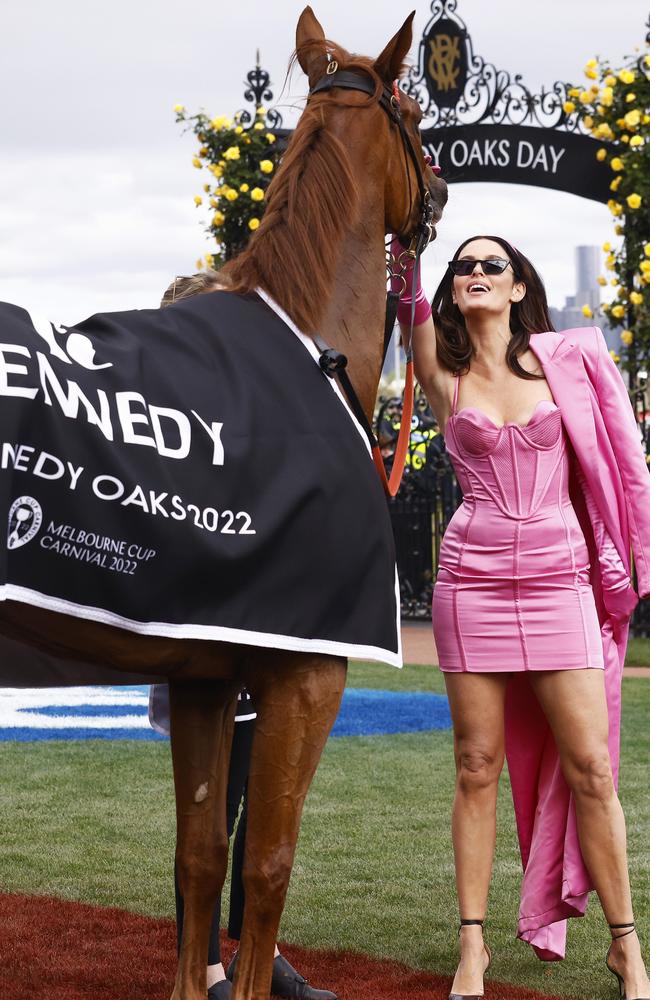 Nicole Trunfio poses with She's Extreme at Oaks Day. Photo: Daniel Pockett/Getty Images