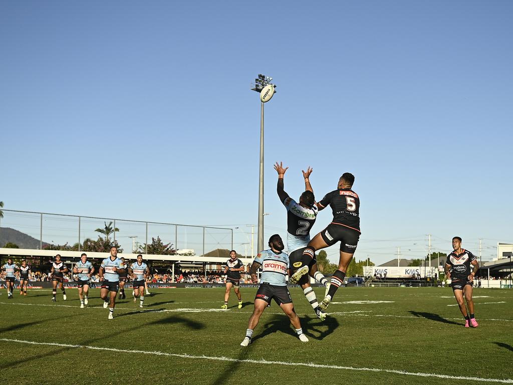 The Sharks and Tigers contested Rockhampton’s first ever NRL game on Saturday. (Photo by Ian Hitchcock/Getty Images)