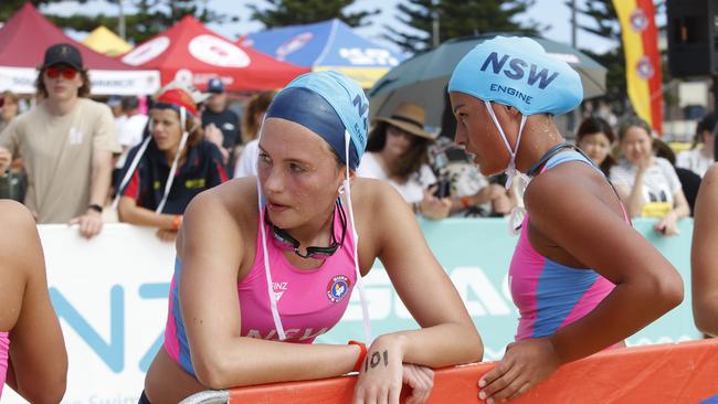 Zara Kasprowicz and Pipi Te Pania at the Australian Interstates at Maroubra Beach. Picture: John Appleyard