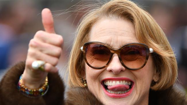 MELBOURNE, AUSTRALIA — OCTOBER 21: Trainer Gai Waterhouse is all smiles after Pinot won Race 3, New Zealand Bloodstock Ethereal Stakes during Melbourne Racing on Caulfield Cup Day at Caulfield Racecourse on October 21, 2017 in Melbourne, Australia. (Photo by Vince Caligiuri/Getty Images)