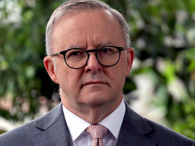 SYDNEY, AUSTRALIA - NCA NewsWire Photos - APRIL 06, 2023: Australian Prime Minister Anthony Albanese is pictured addressing the media at Wild Life Sydney Zoo in Darling Harbour. Picture: NCA NewsWire / Nicholas Eagar