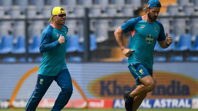 David Warner ramps up his recovery in time to return for the 2nd ODI in India. Picture: AFP