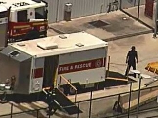 An exclusion zone has been established at the Port of Brisbane after a chemical spill. Picture: Nine News Brisbane