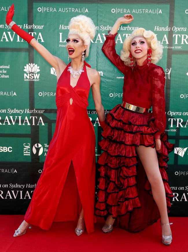 Holly Go Lightly and Tackie Onassis attend opening night of La Traviata on March 26. Picture: Don Arnold