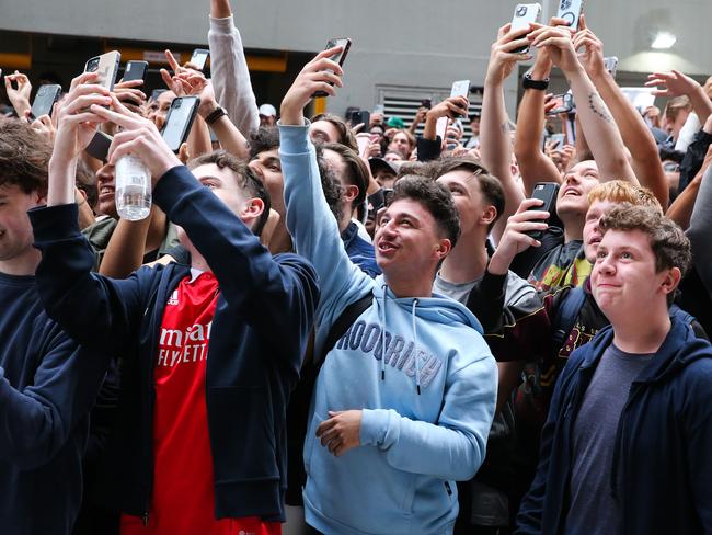 Fans are seen gathered outside the Today Show Studios in North Sydney waiting to see Logan Paul. Picture: Gaye Gerard/NCA NewsWire