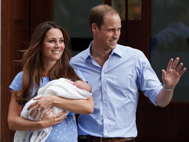 Proud moment ... Prince William and Kate with newborn son George outside St. Mary's Hospital exclusive Lindo Wing in London in 2013. Pic: AP Photo/Lefteris Pitarakis