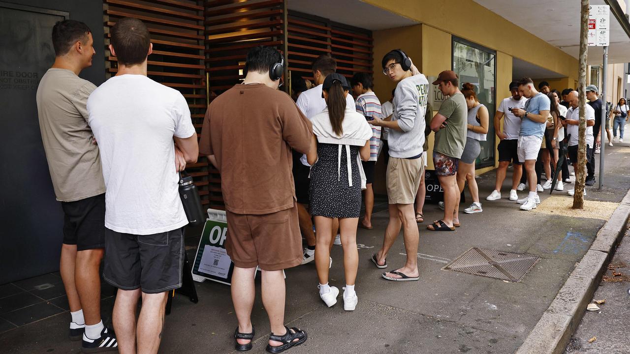 Long lines at a rental inspection in Surry Hills today. Picture: Sam Ruttyn