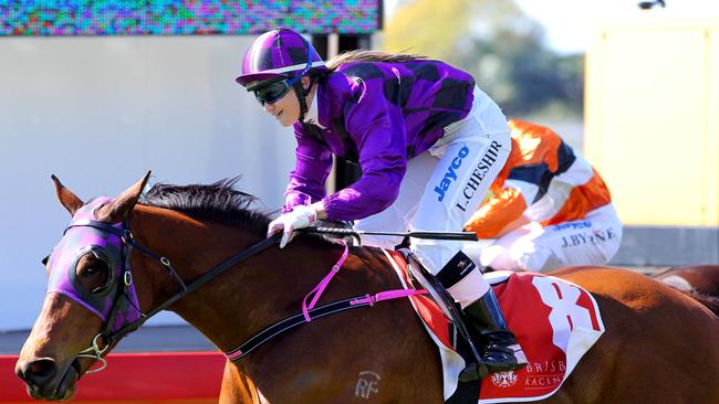 11.8.12 Eagle Farm Race 2 Winner No8 Ain't She Sweet Jockey Laura Cheshire Pic Peter Bull