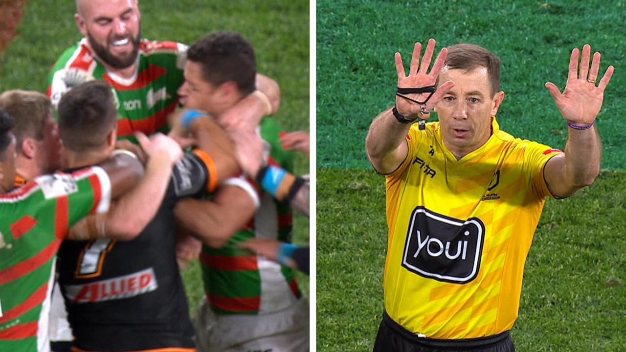 Luke Brooks punches Dane Gagai then both players are sin binned.