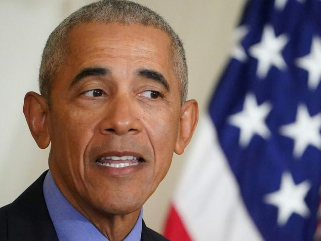 Former US President Barack Obama delivers remarks on the Affordable Care Act and Medicaid in the East Room of the White House in Washington, DC, on April 5, 2022. (Photo by MANDEL NGAN / AFP)