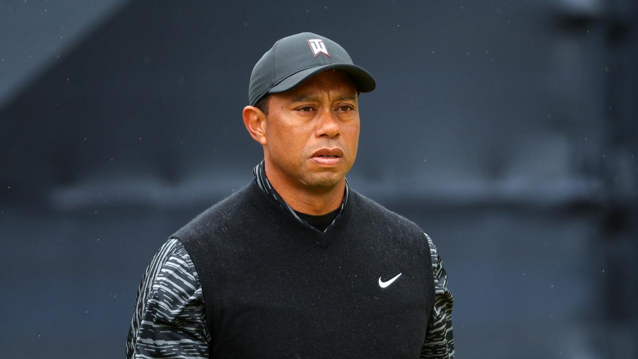 ST ANDREWS, SCOTLAND – JULY 13: Tiger Woods of the United States looks on during a practice round prior to The 150th Open at St Andrews Old Course on July 13, 2022 in St Andrews, Scotland. (Photo by Andrew Redington/Getty Images)