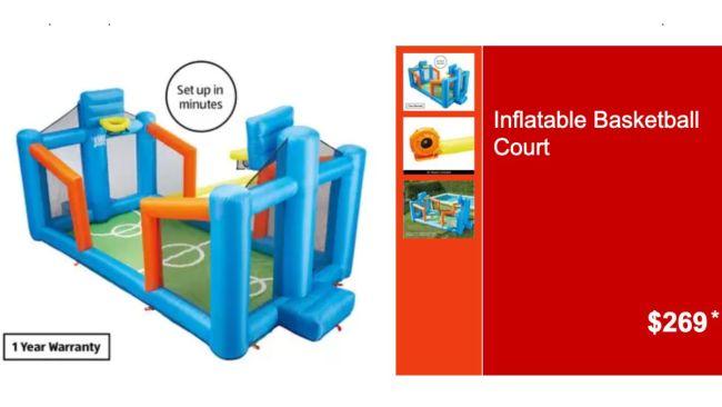 The inflatable basketball court will fly off the shelves as a christmas favourite. Image: ALDI