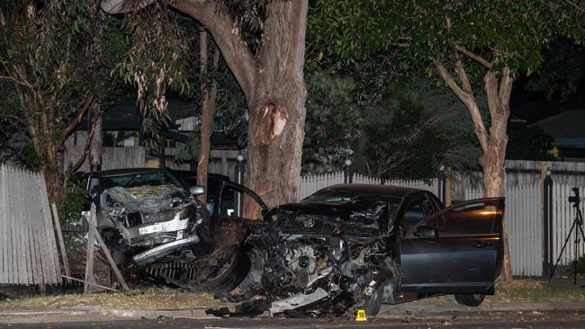 Both cars after crash on Springvale Road, Nunawading. Picture: Jason Edwards