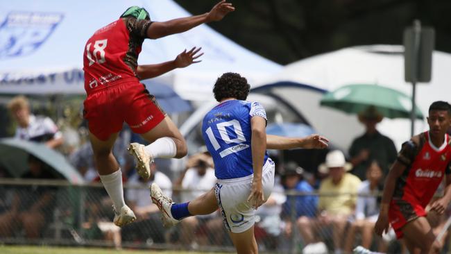 Action at the 2023 Pasifika Youth Rugby Cup at Whalan Reserve.