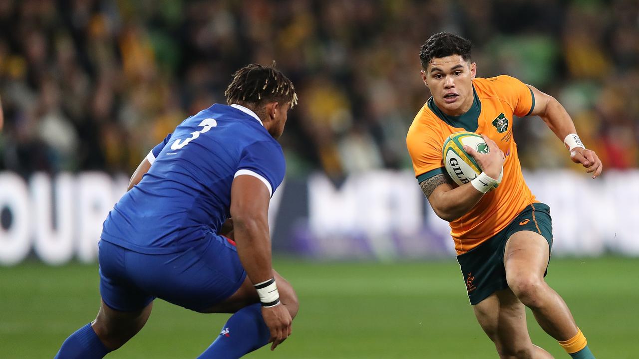 Noah Lolesio has re-signed with Australian rugby in a boost to the Wallabies’ World Cup chances. Photo: Getty Images